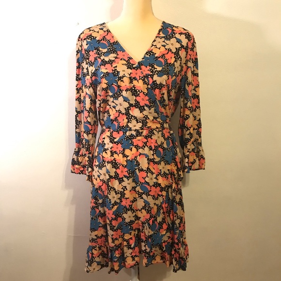 NWT XHILARATION wrap dress ruffles floral print - Picture 1 of 8